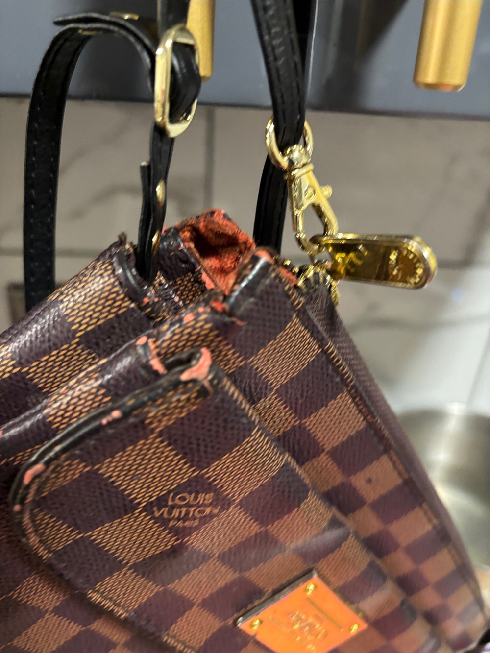 Louis Vuitton Brown Damier Ebene Crossbody with Black Strap and Gold Plaque-Asis - Picture 15 of 16